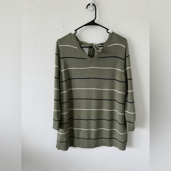 Talbots Tops - Talbots Olive Striped Sweatshirt